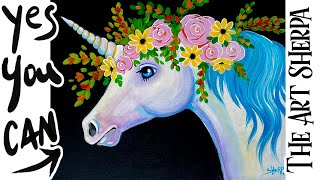 Unicorn and Flowers 🌟🎨 How to Draw and Paint tutorial for Beginners art painting livestream [upl. by Primavera]