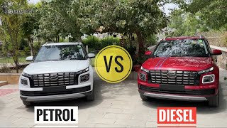 Hyundai Venue facelift 2022  Petrol VS Diesel  Detailed Comparison [upl. by Idnek]