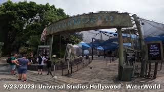 9232023 Universal Studios Hollywood  WaterWorld Wide View from Stands [upl. by Nauqyt]