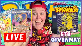 Surging Sparks Release Day amp Giveaways Live TCG Store [upl. by Ahsatan75]