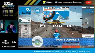 ALPE DU ZWIFT PR on Every Other Bend 🔴 Tour of Watopia  Tour of Fire amp Ice Route [upl. by Sproul]