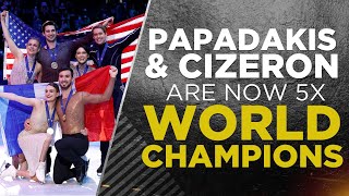 Papadakis amp Cizeron set record dance score at worlds Hubbell amp Donohue silver Chock amp Bates bronze [upl. by Krongold140]