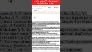 How to put references in alphabetical order  Alphabetizing references in Word  APA Style [upl. by Linnie459]