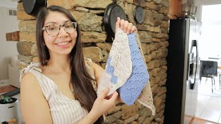 Crochet washcloths amp kitchen clean with me [upl. by Airrotal]