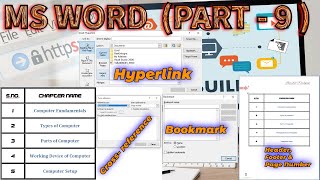 Hyperlink Bookmark Cross reference Header Footer Page Number  MS Word  IN HINDI  Part9 ✔ [upl. by Asiilanna243]