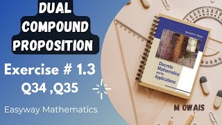 Exercise  13 Q34 Q35Dual compound proposition Rosen Discrete Mathematics 7th Edition MOwais [upl. by Angelika]