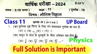 Class 11 Physics Annual Exam Paper 2024  Class 11 physics varshik paper 2024 [upl. by Stockmon586]