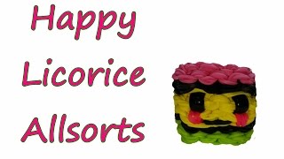 Happy Licorice Allsort Candy Tutorial by feelinspiffy Rainbow Loom [upl. by Christye]