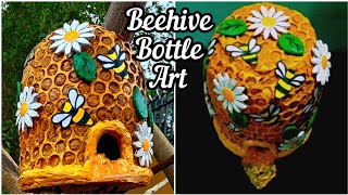 How to Make Beehive with Flowers Honeycomb Bottle Art Plastic Bottle Craft [upl. by Ajin]