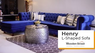 Henry L shaped Sofa Design For Living Room 2023  Best Corner Sofa Set Design  Wooden Street [upl. by Hayley391]