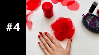 DIY simple process of making a textile rose mesh organza candle needle thread Lets try [upl. by Rema]