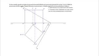 Sección a hexaedro cubo producida por plano oblicuo y abatimiento de la sección Sistema diédrico [upl. by Adialeda488]