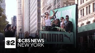 Thousands pack Lower Manhattan for Libertys WNBA championship parade [upl. by Halpern]