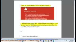 Google Chrome Critical Error Pro fixes for Windows PC [upl. by Chin25]