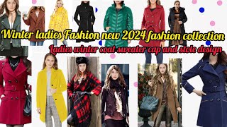 Winter long coat for ladies fashion trends🧥 latest woollen jacket gloves cap stoler design [upl. by Cairistiona]