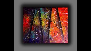 Colorful Abstract Painting  Fun With Acrylics  Creating Textured Surface With Random Tools [upl. by Loredo]