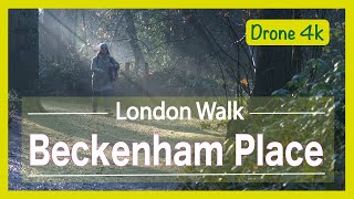 Beckenham Place Park Walk  Drone 4k  Day Hike Monday  🇬🇧 Hiking UK  England [upl. by Rybma]