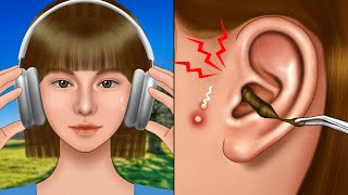 ASMR Satisfying Massive Earwax Removal Animation‼️Ear cleaning Blackhead Care Makeover [upl. by Inimod]