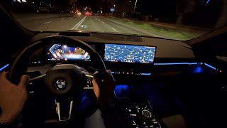 2024 BMW 520d xDrive M sport POV night drive [upl. by Sutniuq]