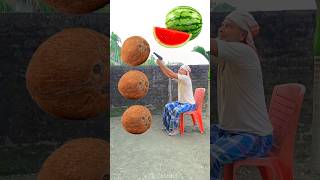 Rounding coconuts to Grapes Mango lichi amp Watermelon  Fruits names magic video [upl. by Ruyam]