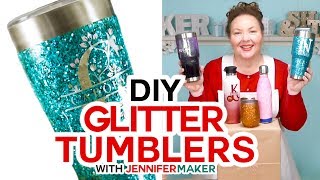 Glitter Tumbler Tutorial  Epoxy  Loctite Method  Full Process Start to Finish [upl. by Yeldoow]