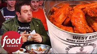 Brutal Wing King Challenge Makes Adam Struggle Real Hard  Man v Food [upl. by Mchenry]