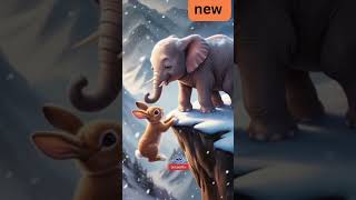 Cute Elephant rescued the poor little bunny shortsfeed shorts rabbit cat kitten funny ai [upl. by Ahsinrev]