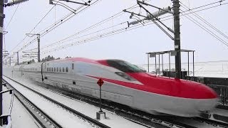 東北新幹線 雪煙の高速通過 くりこま高原駅Ver2 Shinkansen in the snow [upl. by Derna181]