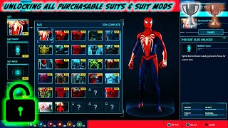 Marvel’s SpiderMan Remastered  Unlocking All Purchasable Suits amp Suit Mods [upl. by Cirdahc602]