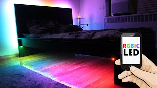 How To Install RGBIC LED Strip Lights Under Bed Frame Bedroom RGBIC lighting DIY RGBIC Lights [upl. by Akelam209]