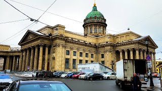 Walking Tour in St Petersburg №246  Kazanskaya and Nevsky Russia street walk  life in Russia [upl. by Yrrot]