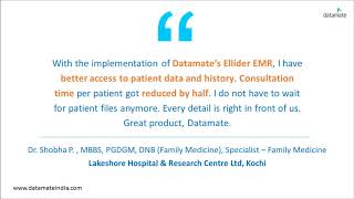 Dr Shoba P VPS Lakeshore Hospital Kochi on Datamate EMR [upl. by Ayekal348]