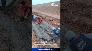 Workers pouring concrete for a new road  The workers do their job perfectly  machine shorts [upl. by Ailis50]