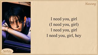 ENHYPEN I NEED U Original by BTS Easy Lyrics [upl. by Haissi]