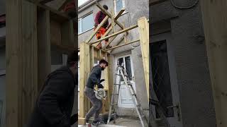 Building a timber frame permitted development sized front porch Part 4 timberframe porch diy [upl. by Curhan932]