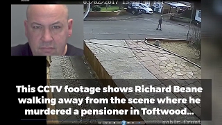 CCTV footage shows murderer Richard Beane leaving the scene [upl. by Ahsinej]