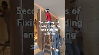 Second days of fixing cladding Sanding and staining spraying bossspeedthepainter [upl. by Zilef]