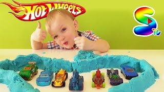 🏎 Машинки Хот Вилс в кинетических песках  Hot Wheels dino riders 5 amp kinetic sand unboxing [upl. by Aicilav]