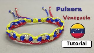 Realiza Hermosa Pulsera Venezuela Tricolor Tutorial DIY [upl. by Iyre]