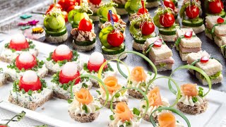 Easy appetizer recipes for parties Finger food canapes sandwiches and tartine [upl. by Brant]