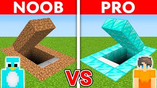 NOOB vs PRO SECRET BUNKER House Build Challenge in Minecraft [upl. by Aitnohs]