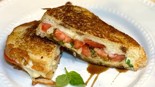 Caprese Grilled Cheese melty cheesy Caprese style sandwich [upl. by Anisah]