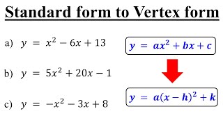 Standard to Vertex form  Quadratic Equations [upl. by Verine459]