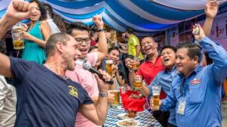 Oktoberfest Cambodia 2015 with the Oktoberfestband Munich Gaudiblosn [upl. by Lotus886]