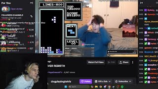 xQc Reacts to Streamer quotDogPLayingTetrisquot Getting Tetris World Record amp First Ever Rebirth [upl. by Clea]