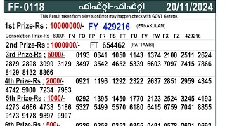 FIFTYFIFTY  FF 118  Kerala Lottery 20112024  Official Kerala State Lottery Result 300 PM [upl. by Lozano]