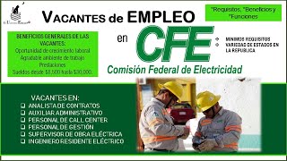 🎢 BOLSA de EMPLEO CFE 32 ESTADOS 🃏 COMISIÓN FEDERAL DE ELECTRICIDAD ¡bolsa de trabajos [upl. by Hsreh507]