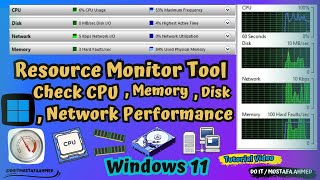 Resource Monitor Tool to Check CPU Memory Disk Network Performance  Windows 11 [upl. by Nnaitak491]