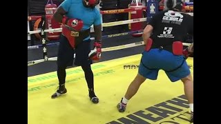 Bermane Stiverne Sparring at Mayweather Boxing Club Training For Povetkin [upl. by Ahterod]