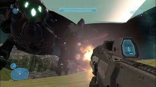 Soloing a Halo 3 Scarab in Reach with a Hydra from Halo Infinite on a old debug testing map in Reach [upl. by Stochmal]